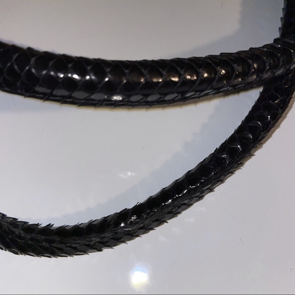 Gucci Black Python Snake Leather Gold Tie Belt - Picture 7 of 17
